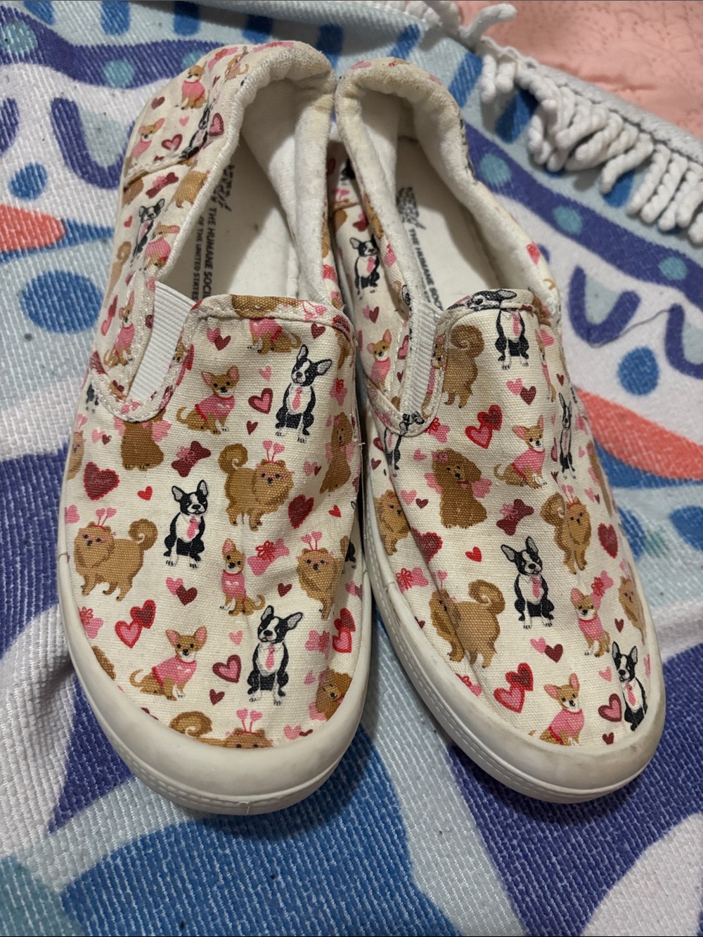 Woman  Slip-On Canvas Shoes with Pink Dog Print